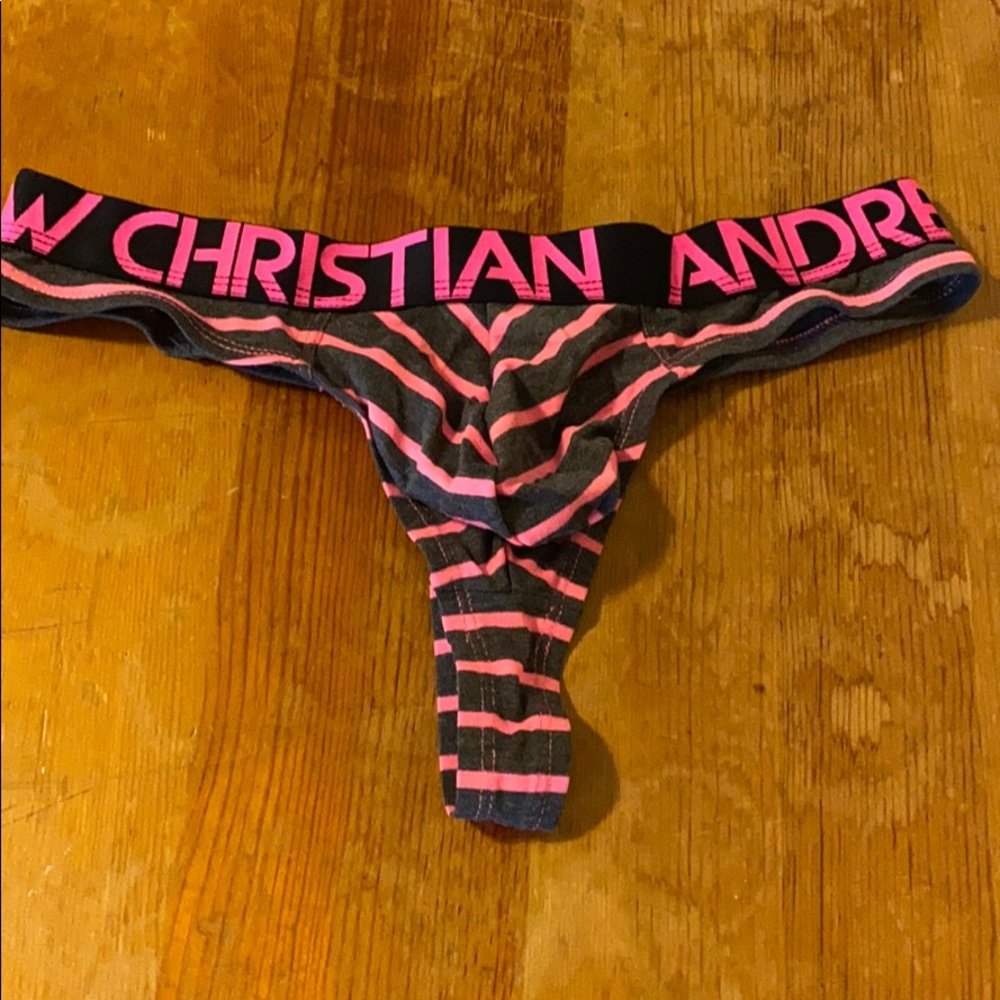 Andrew Christian Gray and Pink stripped Underwear